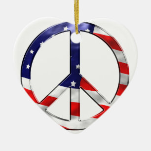 merica peace sign ceramic tree decoration