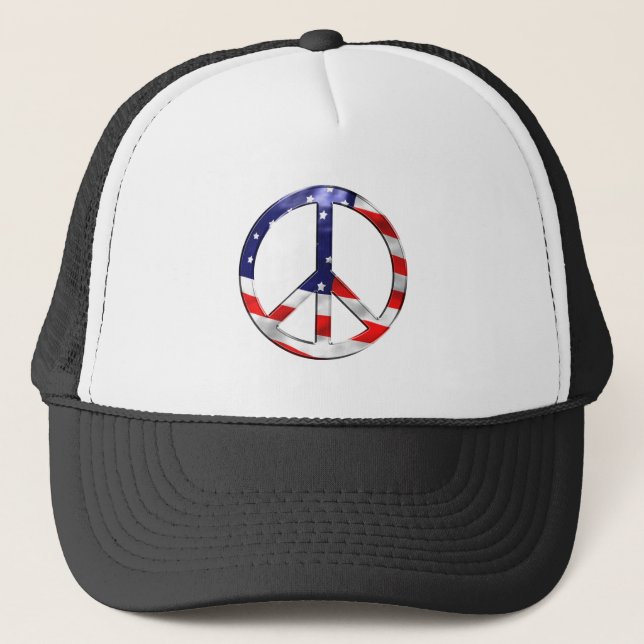 merica peace sign trucker hat (Front)