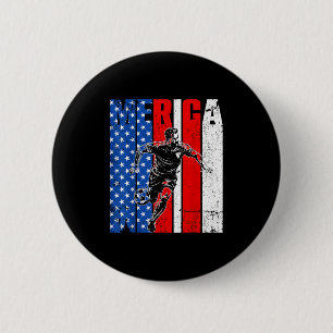 Merica Pickleball Player Usa Independence Day 4th 6 Cm Round Badge