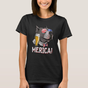 Merica Pitbull Patriotic & Fourth Of July Pit Bu T-Shirt