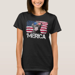 'merica Pitbull Sunglasses American Flag 4th Of J T-Shirt