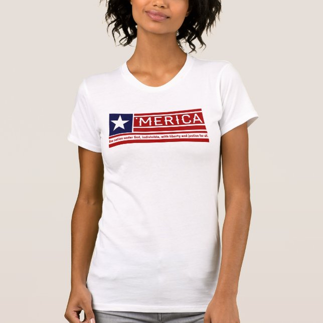 'Merica - Pledge of Allegiance USA Flag Design T-Shirt (Front)