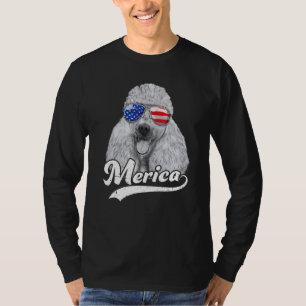 Merica Poodle Usa American Flag Sunglasses July 4t T-Shirt