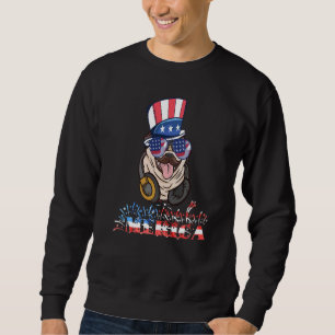 Merica Pug Dog 4th Dj Music Of July American Flag Sweatshirt