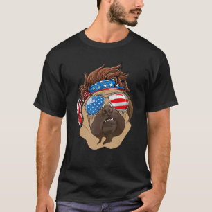 Merica Pug Dog 4th Of July American Flag T-Shirt