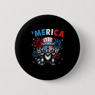Merica Racoon 4th Of July Independence Day America 6 Cm Round Badge