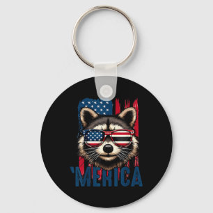 Merica Racoon Happy 4th Of July Racoon American Key Ring