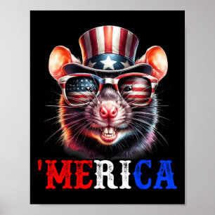Merica Rat Patriotic 4th Of July Funny Kids Men Wo Poster