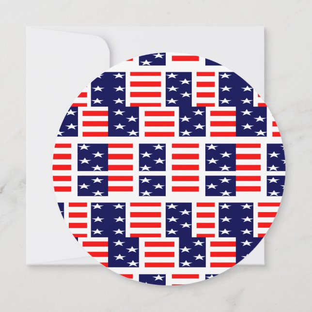 merica red white blue Invitations Circle (Back)