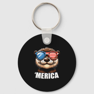 Merica river otter funny american patriotic usa key ring