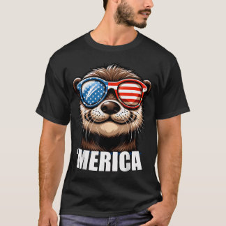 Merica River Otter Funny American Patriotic Usa T-Shirt
