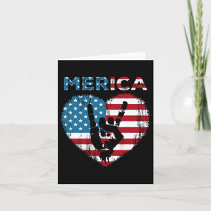 Merica Rock Sign 4th Of July American Flag Usa Men Card
