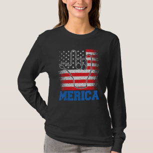 Merica Rock Sign 4th of July US USA American Flag T-Shirt