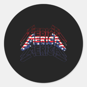 Merica Rock Sign 4th Of July Vintage American Flag Classic Round Sticker