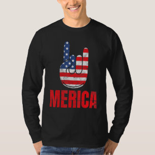 Merica Rock Sign 4th Of July Vintage Usa T-Shirt