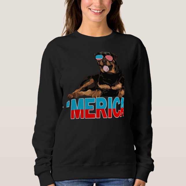Merica Rottweiler American Flag Sunglasses 4th Of  Sweatshirt (Front)