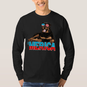 Merica Rottweiler American Flag Sunglasses 4th Of T-Shirt