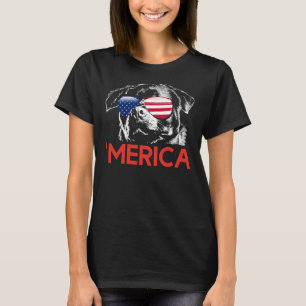 Merica Rottweiler American Flag th Of 5 T-Shirt