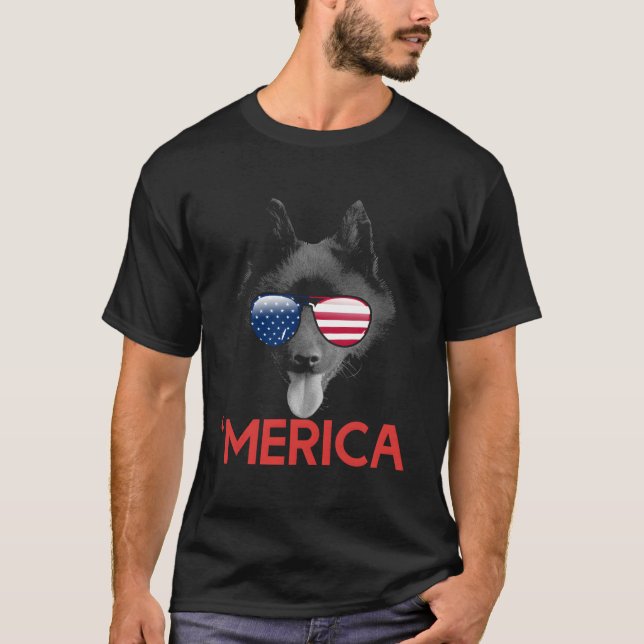 Merica Schipperke American Flag 4Th Of July T-Shirt (Front)