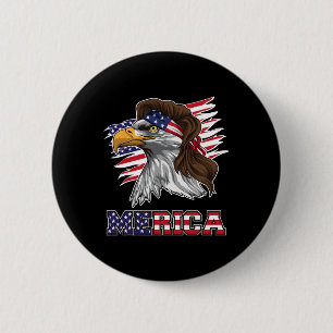Merica Shirt American Byld Eagle Mullet Stars And 6 Cm Round Badge