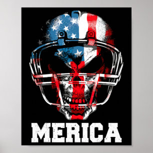Merica Shirt Football Usa Flag 4th July Pride Yout Poster