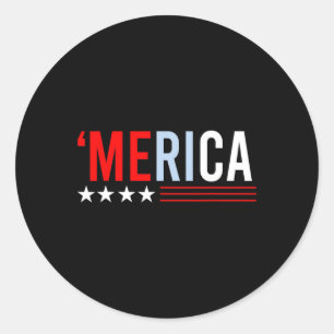 Merica Shirt For Men Women Kids Boys Girls Usa 4th Classic Round Sticker