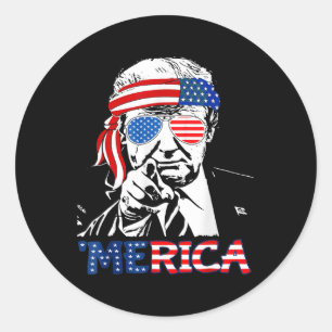 Merica Shirt Happy 4th Of July merica Trump Americ Classic Round Sticker