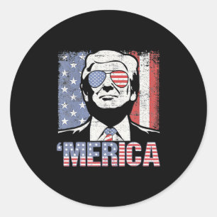 Merica Shirt Happy 4th Of July merica Trump Americ Classic Round Sticker