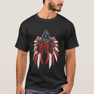 Merica Skull Freedom Wings American Flag 4th of Ju T-Shirt