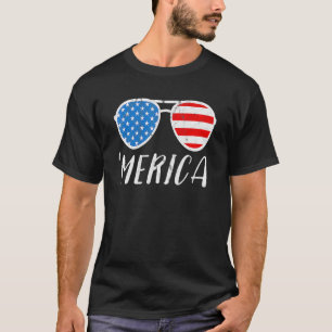 Merica Sunglasses 4th July American Flag Apparel T-Shirt