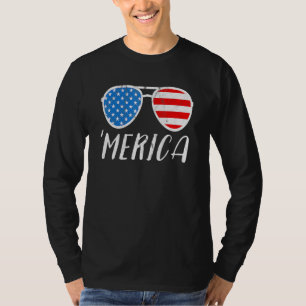 Merica Sunglasses 4th July American Flag Apparel T-Shirt