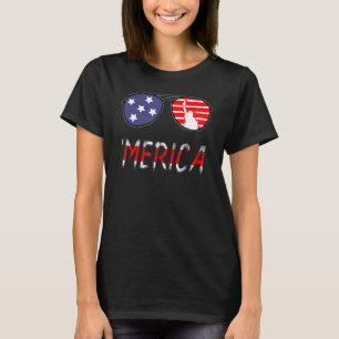 Merica Sunglasses 4th July American Flag Outfit T-Shirt