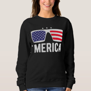 Merica Sunglasses 4th Of July American Flag Kids B Sweatshirt