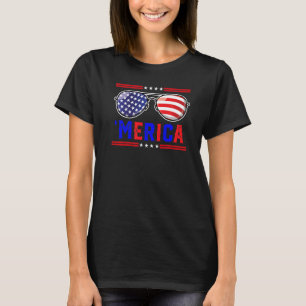 Merica Sunglasses 4th Of July Boys Girls Women Pat T-Shirt