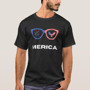 Merica Sunglasses 4th Of July Kids Boys Girls Men  T-Shirt