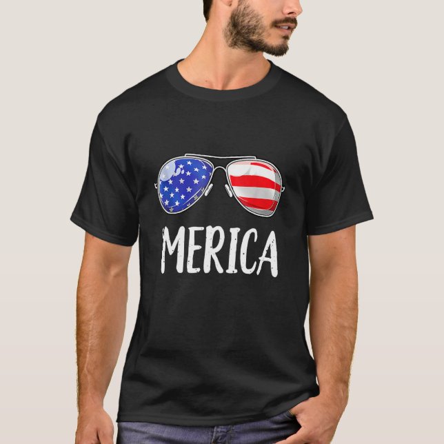 Merica Sunglasses 4th Of July Men Women USA Americ T-Shirt (Front)