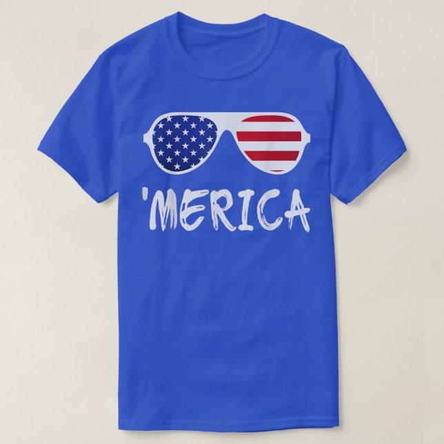 Merica Sunglasses  Patriotic Fourth of July  T-Shirt (Design Front)