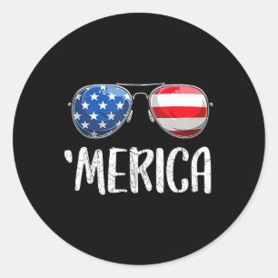 Merica Sungles 4th Of July For Men Women Kids Us Classic Round Sticker