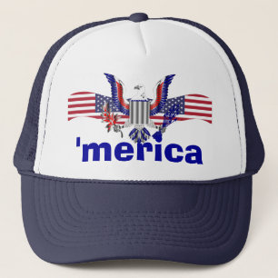 'merica text with eagle & American flag Trucker Hat
