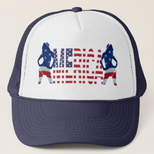 Merica text with flag & girls trucker hat