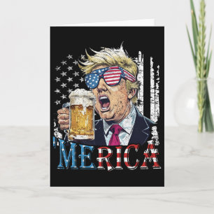 Merica Trump 4th Of July Funny Drinking Beer Men W Card