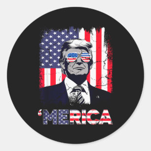 Merica Trump Christmas Shirt 4th Of July Trump Ame Classic Round Sticker