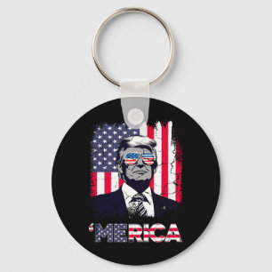Merica Trump Christmas Shirt 4th Of July Trump Ame Key Ring