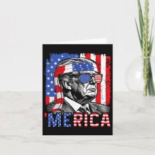 Merica Trump Happy 4th Of July Funny American Flag Card