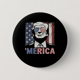 Merica Trump Happy 4th Of July Trump American Flag 6 Cm Round Badge