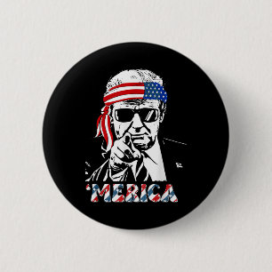 Merica Trump Happy 4th Of July Trump American Flag 6 Cm Round Badge