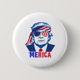 Merica Trump Happy 4th Of July Trump American Flag 6 Cm Round Badge