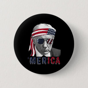 Merica Trump Happy 4th Of July Trump American Flag 6 Cm Round Badge