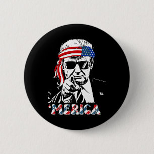 Merica Trump Happy 4th Of July Trump American Flag 6 Cm Round Badge