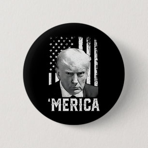 Merica Trump Happy 4th Of July Trump American Flag 6 Cm Round Badge